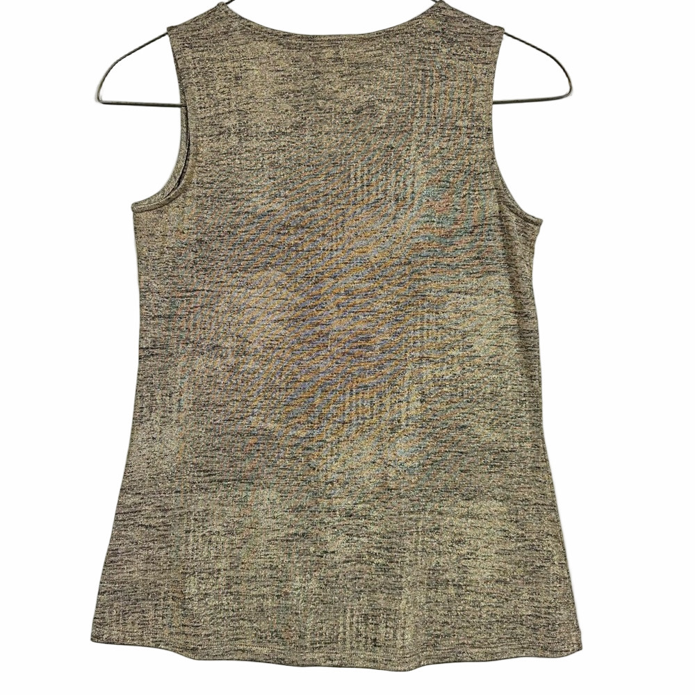 Susan Graver Gold Sparkly Sleeveless Blouse Size Small - Picture 3 of 7